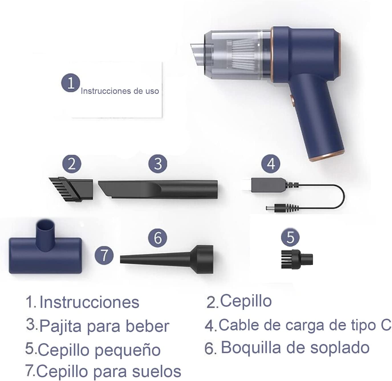 Aspiradora con 5 boquillas inalámbrica